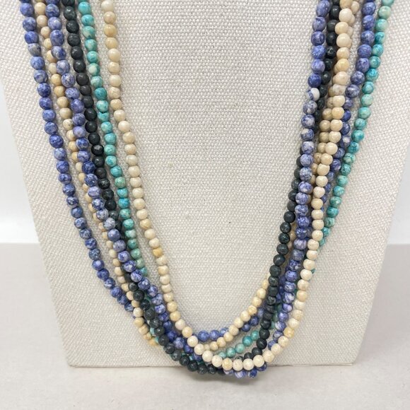 Stone Beads 6 Continuous Strands Necklaces  Blue Coastal Craft‎ or Ready to Wear - Picture 2 of 8